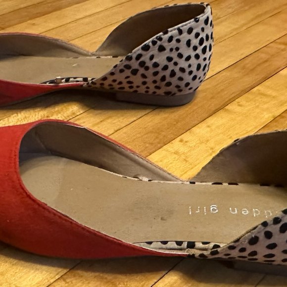 Red Pointed Toe Flats w/ Leopard Print Back. Business in front; party in back! - Picture 2 of 6